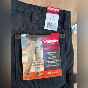 Wrangler Riggs Workwear, 34 x 36, Black, Flannel Lining